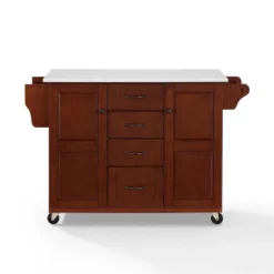 Eleanor Granite Top Kitchen Cart Mahogany - Crosley -Crosley GUEST 994ef41e 4e52 43bd 897d e2d7582bec7a