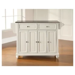 Cambridge Stainless Steel Top Kitchen Island - White - Crosley -Crosley GUEST 9a6d134d 9d1f 45bd 91c1 d527473b54d4