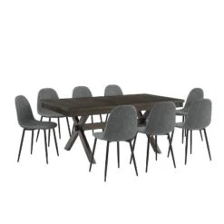 9pc Hayden Extendable Dining Set With Weston Chairs Distressed Gray/Slate - Crosley -Crosley GUEST 9b888b76 47b2 41a4 8eed a6f10ee065f3