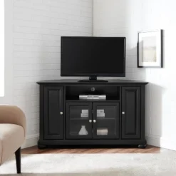 Alexandria Corner TV Stand For TVs Up To 48" Black - Crosley -Crosley GUEST 9c3cd47b 897c 4c25 9553 8fa861fbc946
