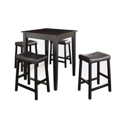 5pc Pub Dining Set With Upholstered Saddle Stools Black - Crosley 4 5pc Pub Dining Set With Upholstered Saddle Stools Black - Crosley - Image 4