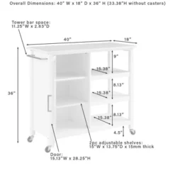 Tristan Open Kitchen Island Cart White/Natural - Crosley -Crosley GUEST 9e4a1b32 007f 45f2 858c 96530c404f79