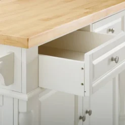 Oxford Kitchen Island With 2 Counter Height Barstools White - Crosley -Crosley GUEST 9e9d8736 a3df 4008 b240 eba0800a0542