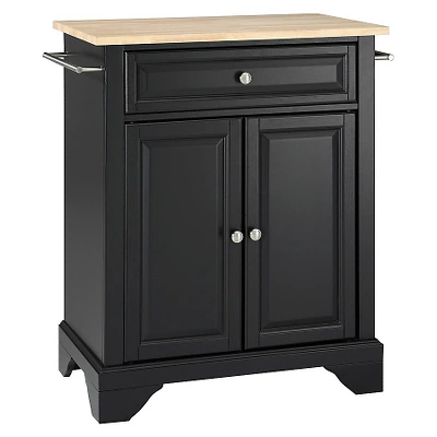 LaFayette Natural Wood Top Portable Kitchen Island - Black - Crosley 1 LaFayette Natural Wood Top Portable Kitchen Island - Black - Crosley