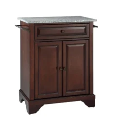 Lafayette Gray Granite Top Portable Kitchen Island/Cart Mahogany - Crosley -Crosley GUEST a084e79f 3d4c 41d7 a1f2 4339bfe4e76d
