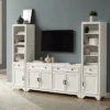3pc Tara Entertainment Set With Open Shelving Distressed White - Crosley