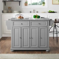 Alexandria Kitchen Island With Solid Granite Top Vintage Gray - Crosley -Crosley GUEST a32af193 8392 4081 9228 cfb0b18ce93c