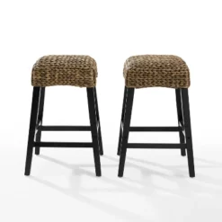 Set Of 2 Edgewater Backless Counter Height Barstools Seagrass/Dark Brown - Crosley -Crosley GUEST a5b2dfb1 b873 4155 a980 2074c624534d