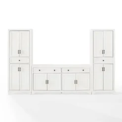 3pc Tara Entertainment Set With Closed Storage Distressed White - Crosley -Crosley GUEST a69941c3 272d 4b96 bc08 15ab3d7ac8fb