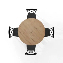 5pc Joanna Round Dining Set With 4 Camille Chairs Matte Black - Crosley -Crosley GUEST a75dd51b e6ba 40ea 8538 7c26d1542a67