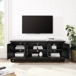 60" Cambridge Low Profile TV Stand For TVs Up To 65" Black - Crosley -Crosley GUEST a8434d98 c554 4589 bdee 4c590700e6d9