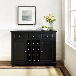 Alexandria Sideboard Cabinet With Wine Storage Black - Crosley -Crosley GUEST a96c7e51 bcda 4aef 988e bdf429f64a9a