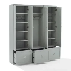 3pc Harper Entryway Set With Hall Tree And 2 Pantry Closets Gray - Crosley -Crosley GUEST a9d8a3f4 9961 4f1d 8b2b a11c2ed42767