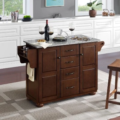 Eleanor Kitchen Island With Solid Granite Top Mahogany - Crosley 9 Eleanor Kitchen Island With Solid Granite Top Mahogany - Crosley - Image 9