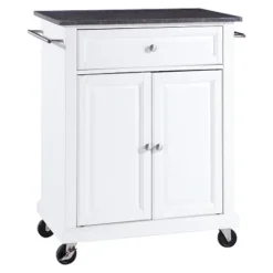 Solid Black Granite Top Portable Kitchen Cart/Island - Crosley -Crosley GUEST abb7ed0a 47a7 4ff9 aabd 50f6f85a5c8b