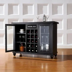 Cambridge Sliding Top Bar Wood/Black - Crosley -Crosley GUEST aced7df0 223d 4b82 b68a fc273d6e32c9