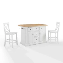 Julia Wood Top Island With 2 X-Back Stools - Crosley -Crosley GUEST adcab28c dbeb 453f a6ee 07674bd6a81c