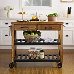 Roots Rack Industrial Kitchen Cart Wood/Natural - Crosley -Crosley GUEST b003eccd c2af 4eba bd6b 8650251eead7