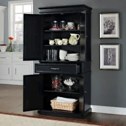 Parsons Pantry Storage Wood/Black - Crosley -Crosley GUEST b0061ae8 c883 407e 9af7 784c034df403