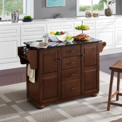 Eleanor Granite Top Kitchen Island Mahogany/Black - Crosley -Crosley GUEST b152fb06 ae44 4afb a9b0 7200aa222eed
