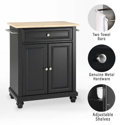 Cambridge Wood Top Portable Kitchen Island/Cart Black/Natural - Crosley 4 Cambridge Wood Top Portable Kitchen Island/Cart Black/Natural - Crosley - Image 4