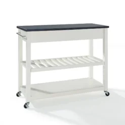 Granite Top Kitchen Prep Cart White/Black - Crosley -Crosley GUEST b2e8dea4 d18f 403c 8c4f f8729eeb48f2