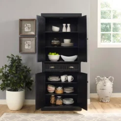 Seaside Kitchen Pantry Distressed Black - Crosley -Crosley GUEST b53375ba f474 481b 811e 6befe467ae78