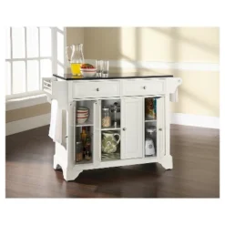 LaFayette Solid Black Granite Top Kitchen Island - White - Crosley -Crosley GUEST b645e7b1 d54f 4f05 8146 bc10408876f4