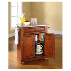 Alexandria Stainless Steel Top Portable Kitchen Island - Classic Cherry - Crosley -Crosley GUEST b665f6b0 413f 407c bcff c0f64c6c724c