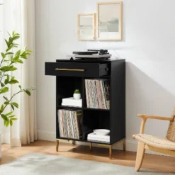 42.25" Juno Record Storage Cube Bookcase Black - Crosley -Crosley GUEST b6c70b3e d602 4f37 bcc3 1ed14602847d
