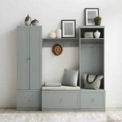 4pc Harper Entryway Set With Bench, Shelf, Hall Tree And Pantry Closet - Crosley -Crosley GUEST b83d74d9 2013 4a29 b699 b939987a8263