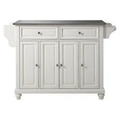 Cambridge Stainless Steel Top Kitchen Island - White - Crosley