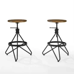 Set Of 2 Kalen Adjustable Height Swivel Barstools Brown/Matte Black - Crosley -Crosley GUEST bcf1c401 852c 4b81 bed5 42dea23a75de
