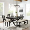 Hayden 6pc Extendable Dining Set With Bench And 4 Slat Back Chairs Slate - Crosley