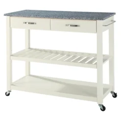 Solid Granite Top Kitchen Cart/Island With Optional Stool Storage - Crosley -Crosley GUEST bd54d339 85bc 475c a28d 95b0a949e56a