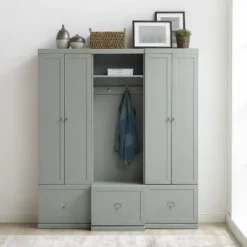 3pc Harper Entryway Set With Hall Tree And 2 Pantry Closets Gray - Crosley -Crosley GUEST be0a6e21 7742 46cb b109 395750d2b5c0