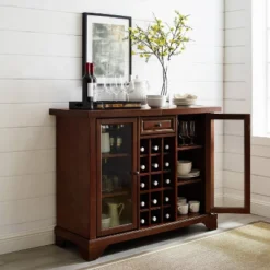 Lafayette Sliding Top Bar Cabinet Mahogany - Crosley -Crosley GUEST c37c31bd 5c86 474c 88f0 386f89897dd0