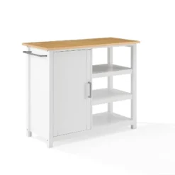 Tristan Open Kitchen Island Cart White/Natural - Crosley -Crosley GUEST c4bea043 63aa 46c1 8cb4 b370bcaffe54