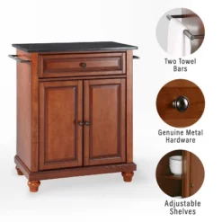Cambridge Granite Top Portable Kitchen Island/Cart Cherry/Black - Crosley -Crosley GUEST c4fad355 be57 4af3 bdb3 bba5cc8c14d9