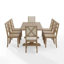 9pc Joanna Dining Set With 6 Ladder Back Chairs And 2 Upholstered Back Chairs Rustic Brown - Crosley -Crosley GUEST c70b0674 0eb4 492f b592 96175e1531ad