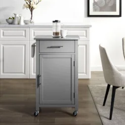 Savannah Stainless Steel Top Compact Kitchen Island Cart Gray - Crosley -Crosley GUEST cb0c6bc5 eec0 421e be5b abce4d5004ed