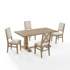 5pc Joanna Dining Set With 4 Upholstered Back Chairs Rustic Brown - Crosley -Crosley GUEST cbe67f20 16b9 4812 b0d0 d2e069f2cb57