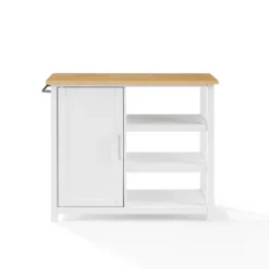 Tristan Open Kitchen Island Cart White/Natural - Crosley -Crosley GUEST cc33963d ed65 47f7 b8d6 ea290d4a6fc2