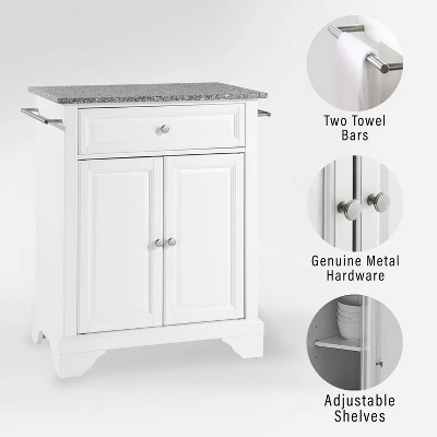 Lafayette Granite Top Portable Kitchen Island/Cart White/Gray - Crosley 4 Lafayette Granite Top Portable Kitchen Island/Cart White/Gray - Crosley - Image 4