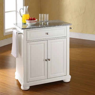 Alexandria Granite Top Portable Kitchen Island/Cart White/Gray - Crosley 1 Alexandria Granite Top Portable Kitchen Island/Cart White/Gray - Crosley