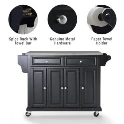 Full Size Stainless Steel Top Kitchen Cart Black/Stainless Steel - Crosley -Crosley GUEST cf936e1a db17 4b39 8ff5 bbf1e6e48dea