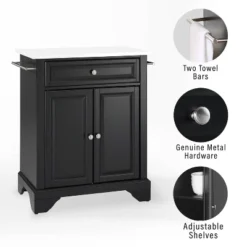 Lafayette Stone Top Portable Kitchen Island/Cart Black/White - Crosley -Crosley GUEST d0a9414d 8f24 4cf8 b19e 337f5f13110d