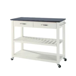 Granite Top Kitchen Prep Cart White/Black - Crosley -Crosley GUEST d30bb3f2 b2af 4e59 be18 5a355a3459c8