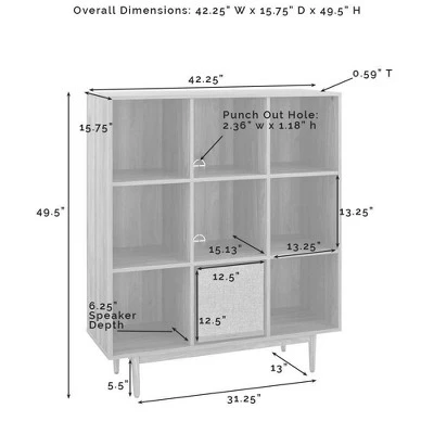 49.5" Liam 9 Cube Record Storage Bookcase With Speaker Walnut - Crosley 5 49.5" Liam 9 Cube Record Storage Bookcase With Speaker Walnut - Crosley - Image 5
