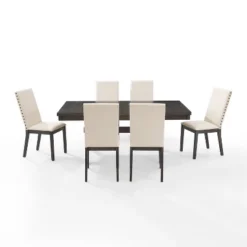 7pc Hayden Extendable Dining Set With 6 Upholstered Chairs Slate - Crosley -Crosley GUEST d5536cf6 dc3c 4292 ae50 32897a398a30